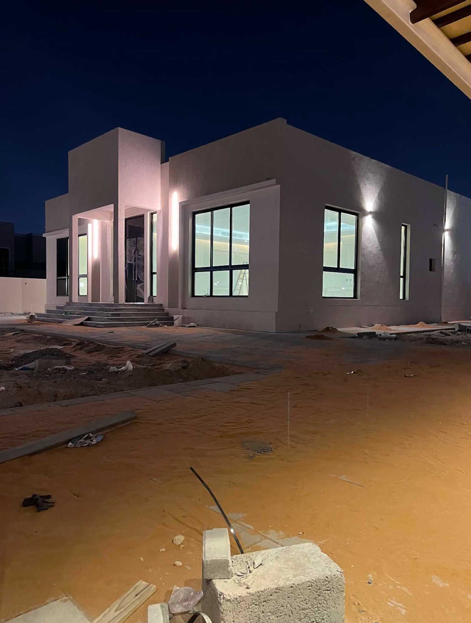 Completed City Bridge villa at night